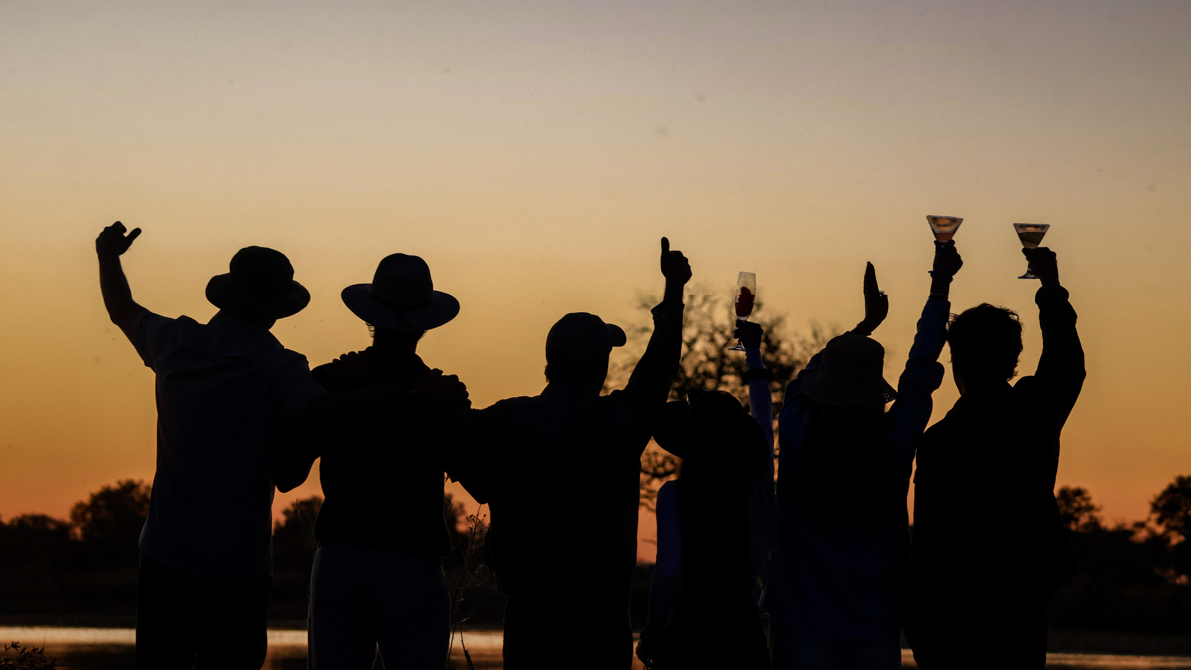 Guests enjoying a Botswana sunset